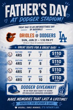 Dodgers Father’s Day tickets !!!