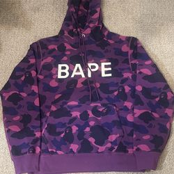 Bape Camo Purple Pull Over Hoodie Size Large