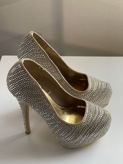Beige Heels With Rhinestones