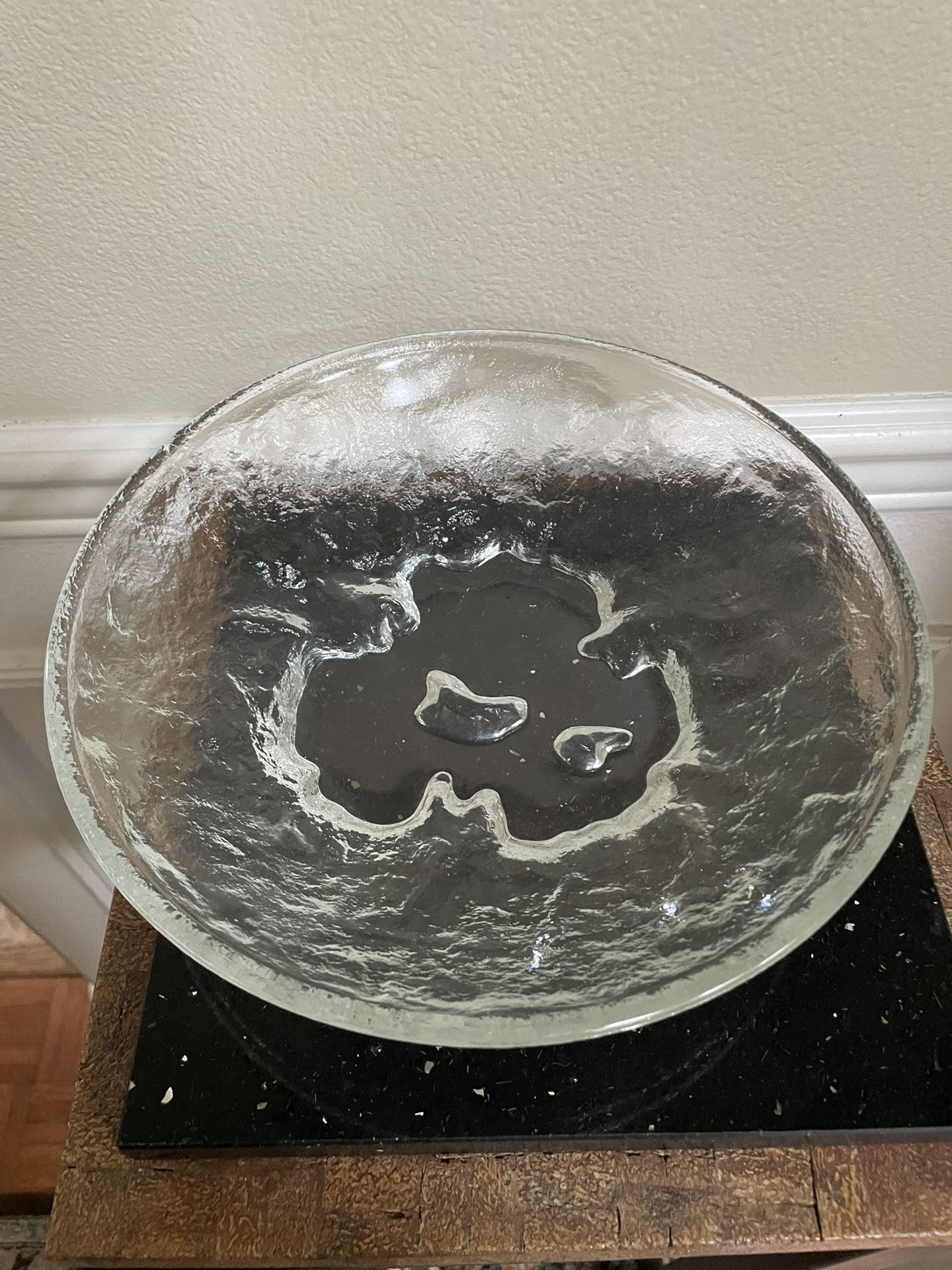 Vintage Hoya Glacier Snow Lake Crystal Console Bowl Japan 10.5”