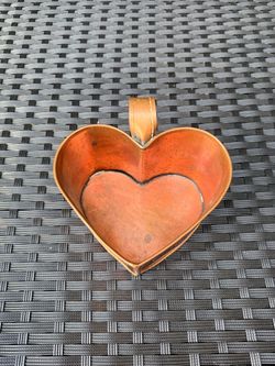 Vintage Michael Bonne Copper Heart Measuring Cup Signed w/ Handle