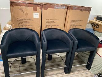 Brand New in Box - Set of 3 Black Velvet Counter Stools