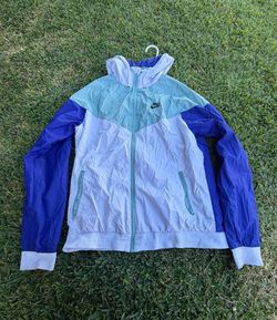 NIKE Mens Windrunner Hooded Track Jacket White/Mica Blue/Deep Night 727324-102 Size Medium