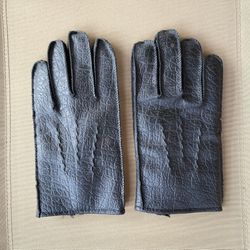 Men’s Large Faux Black Leather Driving Gloves Used G1