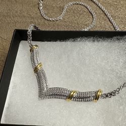  Necklace Rhodium Overlay Brass With Gold…