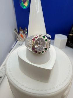 925 sterling silver #13 Mexican ring high quality anillo de plata Mexicana talla #13 Alta calidad cubic zirconia stones