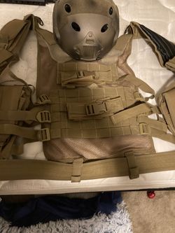 Digital Camo Set With Vest And Helmet For Airsoft 