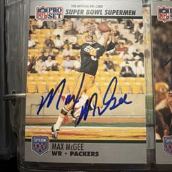 Signed Max McGee 1990 Pro Set Super Bowl Supermen Card #47