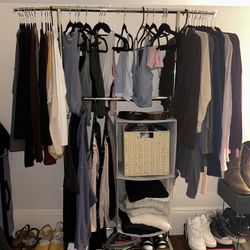 Clothing Rack with Wheels & Bottom Shelf