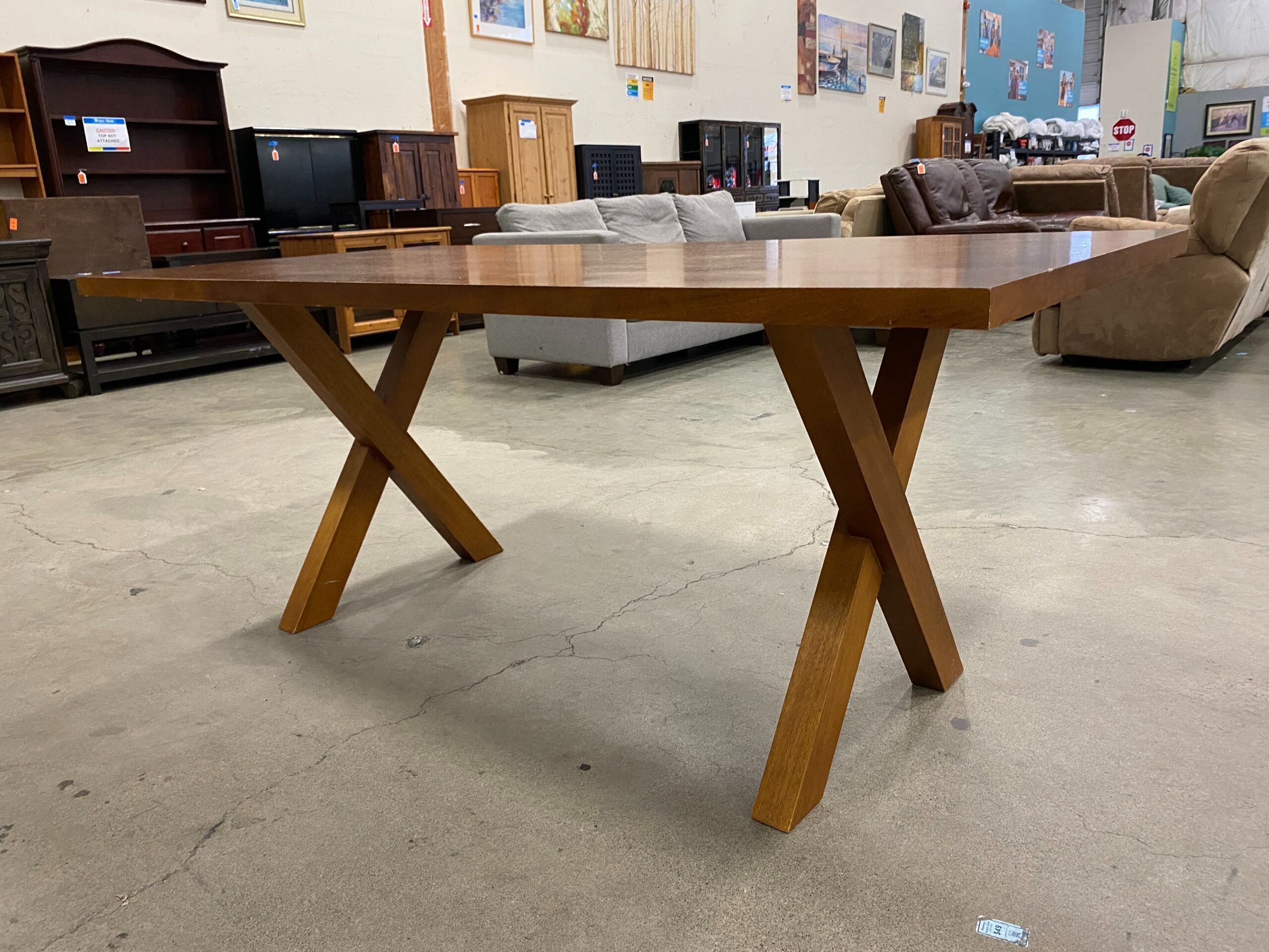 Cherry Stained Dining Table with Interlocking Legs