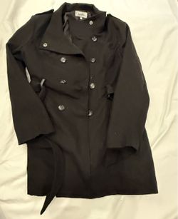 Sebby Black Double-Breasted Trench Coat