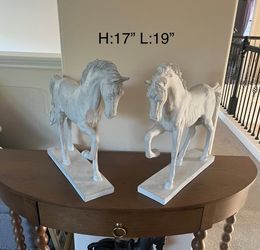 White horse figurines set of two polystyrene