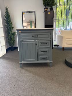 New assembled 30 in. Freestanding Blue Gray Bath Vanity with White Ceramic Top, Sink, Flip Drawers (with details)