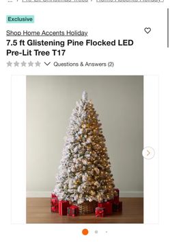 Home accent flocked 7.5ft Christmas tree led lights