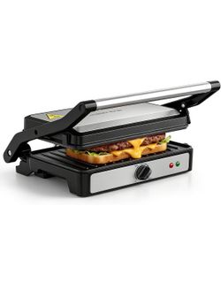 KEINVE Electric Panini Press Grill and Sandwich Maker, 850W Fast Heating Compact Panini Maker with Temperature Control, 180° Flat Open Non-Stick Gridd