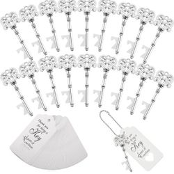 30 PCS Key Bottle Openers Guest Favors Gifts Souvenirs with Card  Chains Silver
