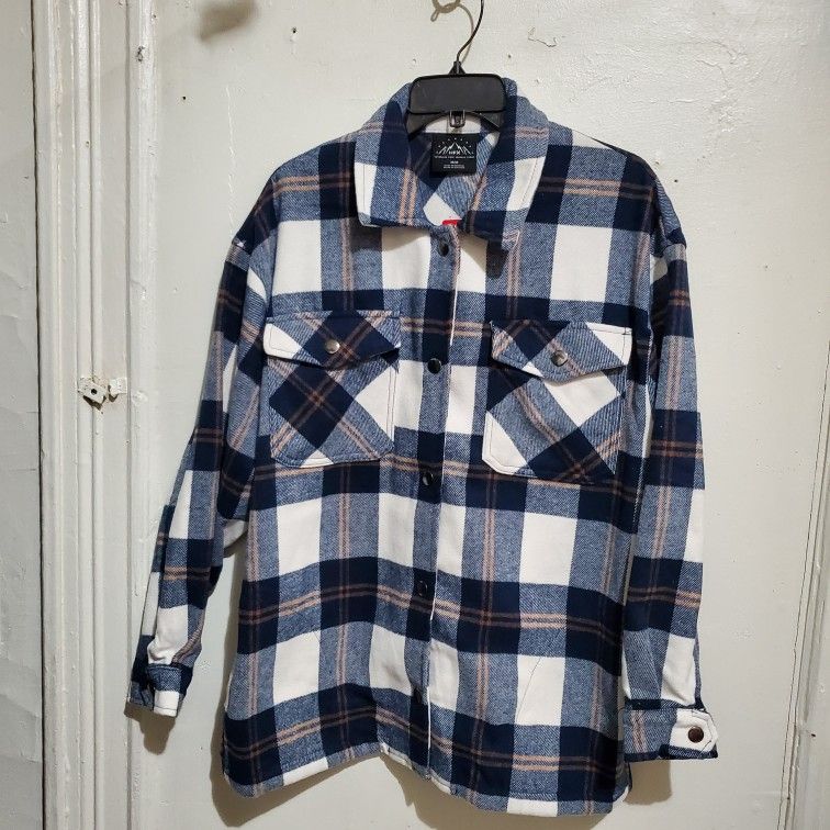 Women's Flannel Plaid Shacket Long Sleeve
Shirts Size M