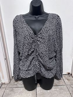 Black And White Ruffled Blouse