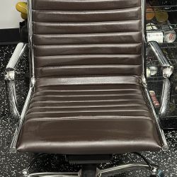 Euro Style Dirk High Back Office Chair in Brown with Chromed Steel Base 00675BRN