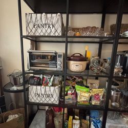 Large Storage Black Mirror Bottoms Shelf Unit 