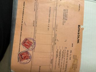 1946 Blyth & Co. Inc. Stamp Bill Document