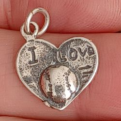 Vtg.sterling Silver " I LOVE BASEBALL " PENDANT Charm