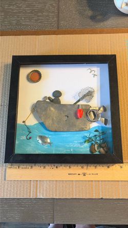 8.5” ‘Bite Me’ shadowbox fishing art - can be personalized