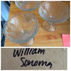brand new 8 ttl  WILLIAM SONOMA 5” t pedrstal compotes for gorgeous desserts etc   mint!!