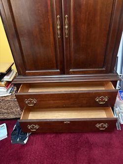 Dark Wood Armoire with Drawers