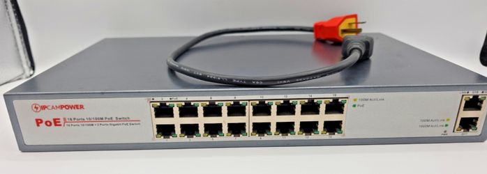 IPCAMPOWER PoE Switch 16 Port 10 100M 2 Gigabit IPCP-16P2G-AF2