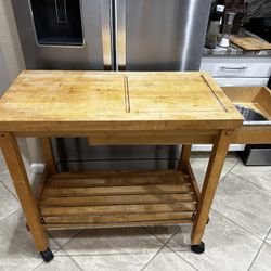 Kitchen Butcher Block Prep Cart