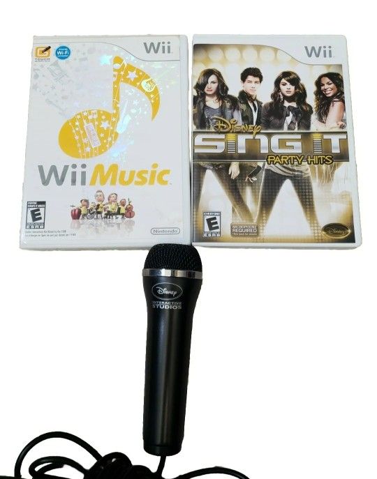 Disney Sing It Party Hits & Wii Music w/ Microphone (Nintendo Wii, 2011) CIB 