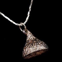 Sterling Silver Solid " HERSHEY KISS " PENDANT NECKLACE- 18 IN.