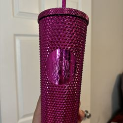 Pink Metallic Studded Starbucks Cup