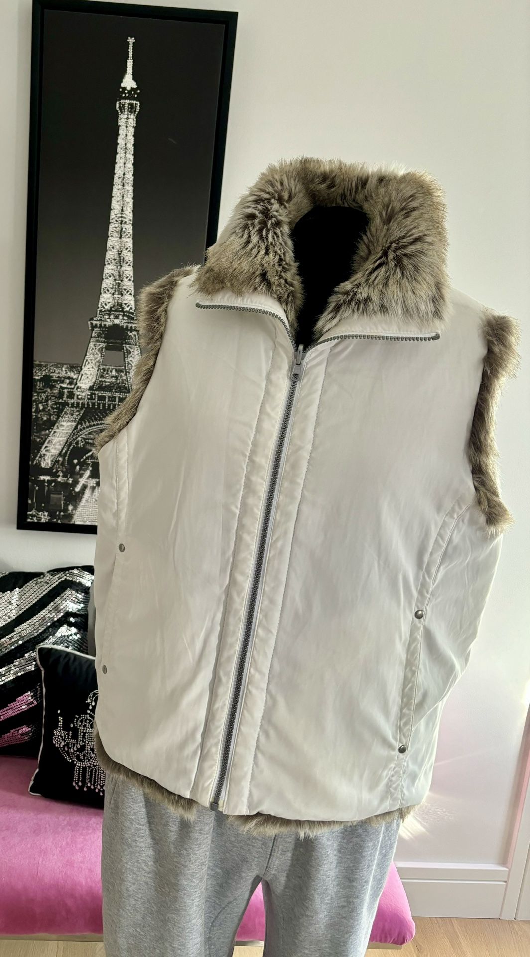 Weatherproof Garment Company Faux Fur White Reversible Vest Women Large size