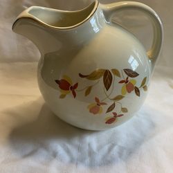 Vintage Superior Hall Jewel Tea Autumn Leaf Water Pitcher w Ice lip 2.5 qt