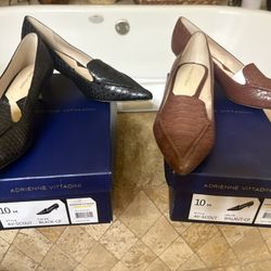 Adrienne Vittadini, size 10, black and brown crocodile leather , Med Heel, Closed 
