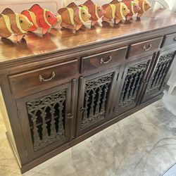 Antique Iron And Wood Buffet