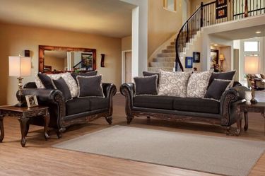 Black beautiful accent wood couch and Loveseat!