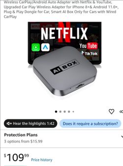 Wireless carplay/android auto adapter with netflix/youtube and more