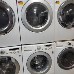 LG Front Loading Washer And Stackable Gas Dryer Set 