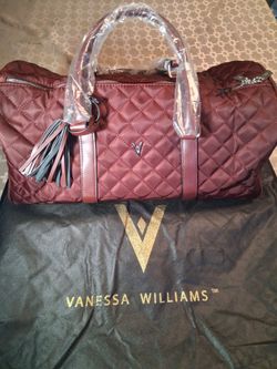 Brand New Vanessa Williams Quilted Burgundy Weekender Duffel Bag
!