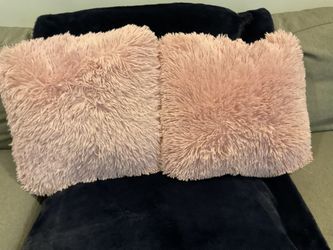 Plush Pink Shaggy Accent Pillows