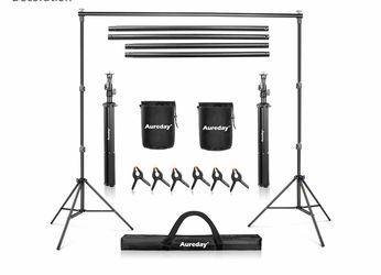 Aureday Backdrop Stand, 10x8.5ft Adjustable Photo Backdrop Stand for Parties