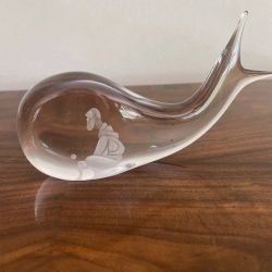 RARE, Kosta Boda, Jonah & the Whale, Lindstrand ~ Signed, Numbered, (98029) Crystal, Paperweight, 5" long...asking $50.00