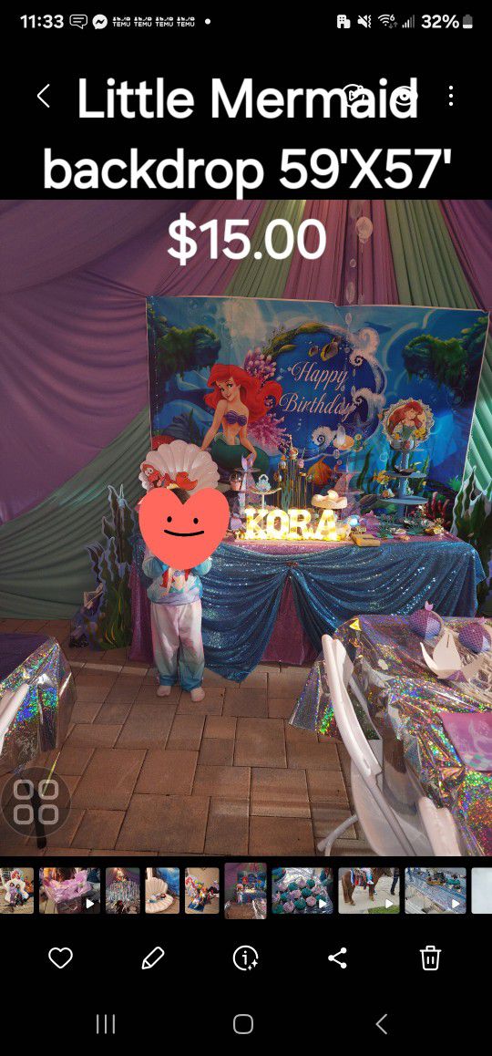 Little Mermaid Back Drops Made Of Cloth