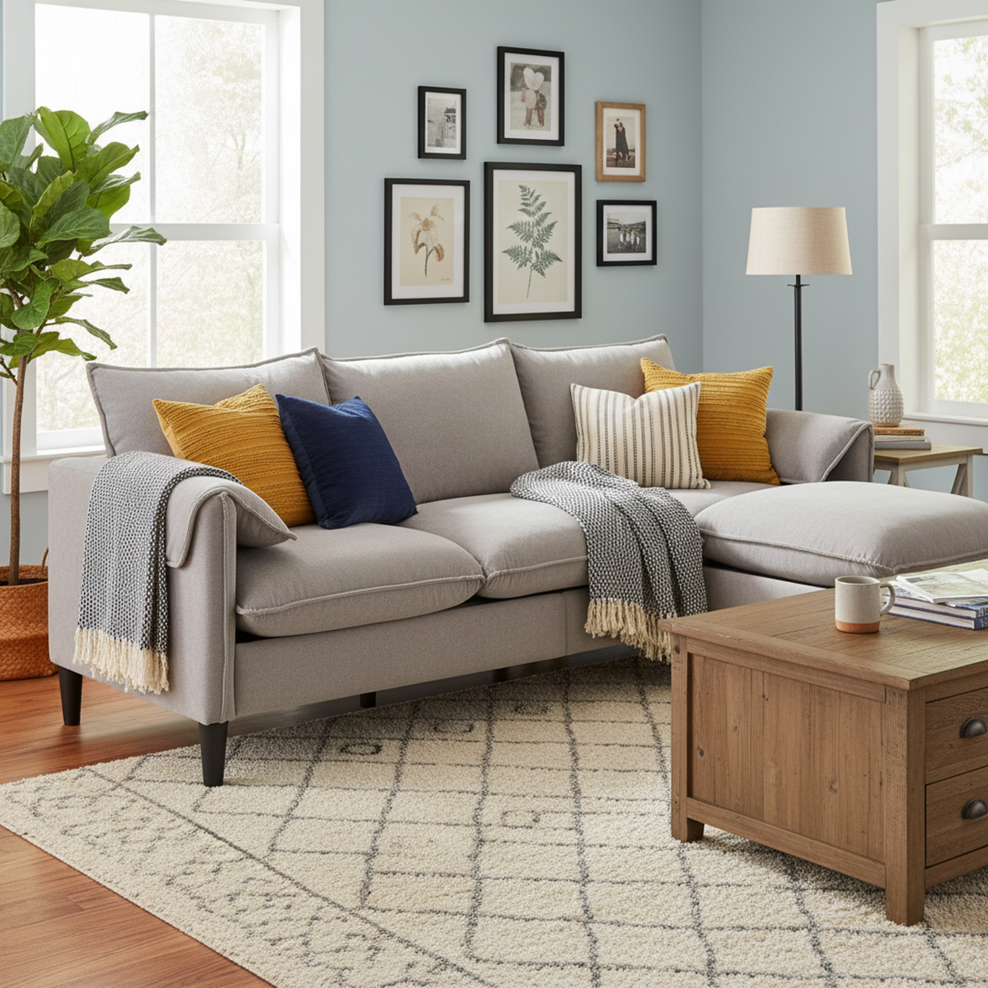 Helsinki 78" Convertible L-Shaped 3-Seater Sofa with Storage Ottomans