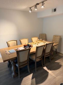 Farmhouse Dining Table with 8 Chairs