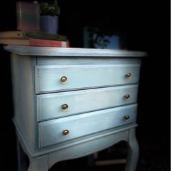 Vintage Standing Jewelry Armoire With Original Velvet Inserts & Mirror. 