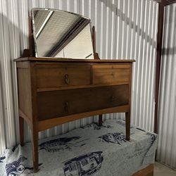 Antique 3-Drawer Dresser w/Mirror